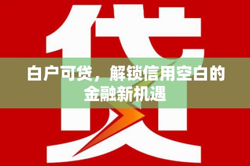 临渭白户可贷，解锁信用空白的金融新机遇