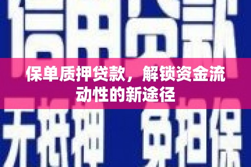 临渭保单质押贷款，解锁资金流动性的新途径