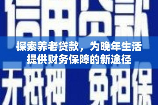 临渭探索养老贷款，为晚年生活提供财务保障的新途径