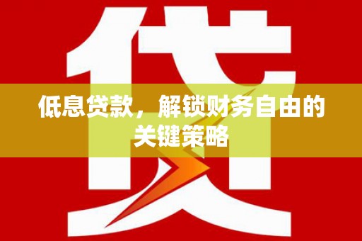 临渭低息贷款，解锁财务自由的关键策略