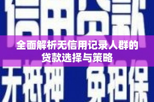 临渭全面解析无信用记录人群的贷款选择与策略